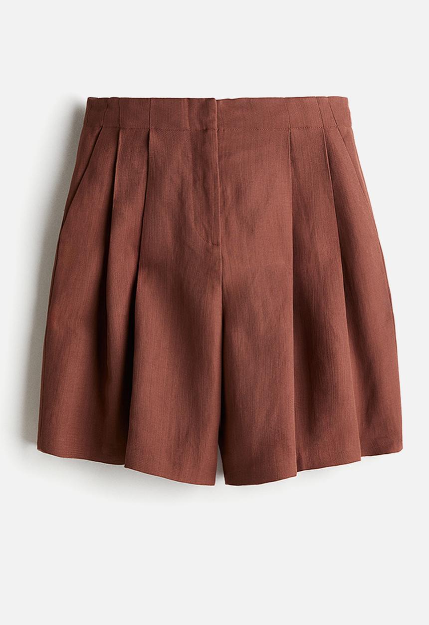 H&M - H&M Studio: Linen-blend bermuda shorts - brown