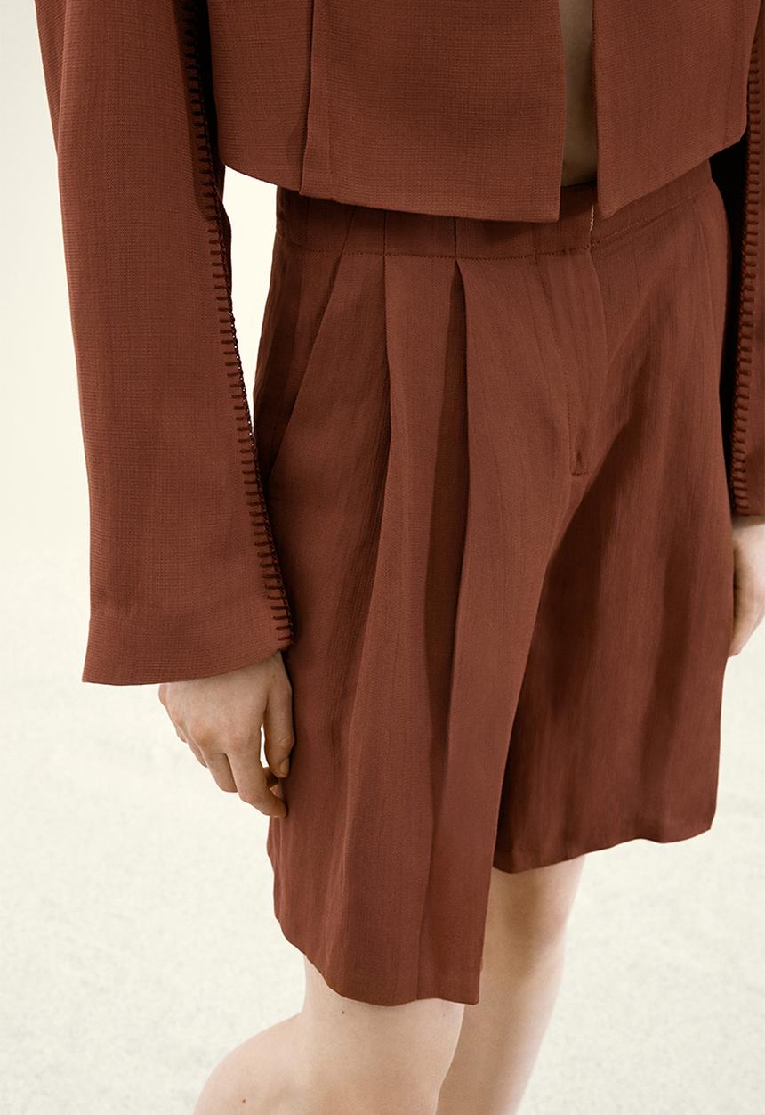 H&M - H&M Studio: Linen-blend bermuda shorts - brown