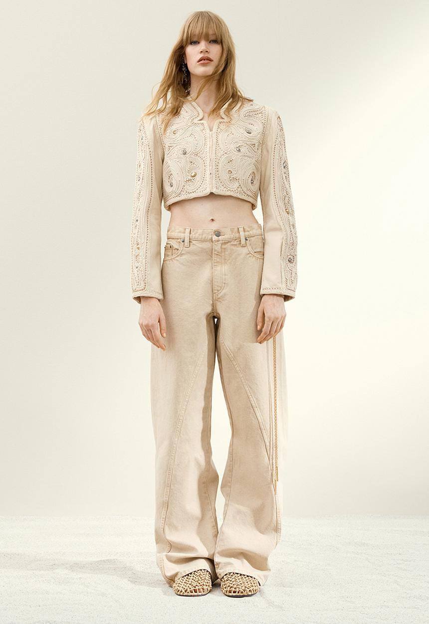 H&M - H&M Studio: Embroidered canvas blazer - beige