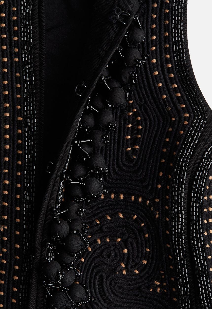 H&M - H&M Studio: Embroidered canvas waistcoat - black
