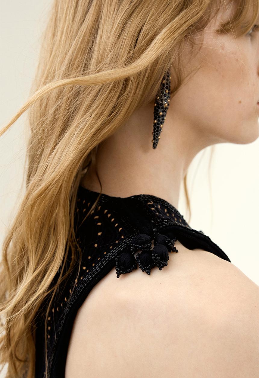H&M - H&M Studio: Embroidered canvas waistcoat - black