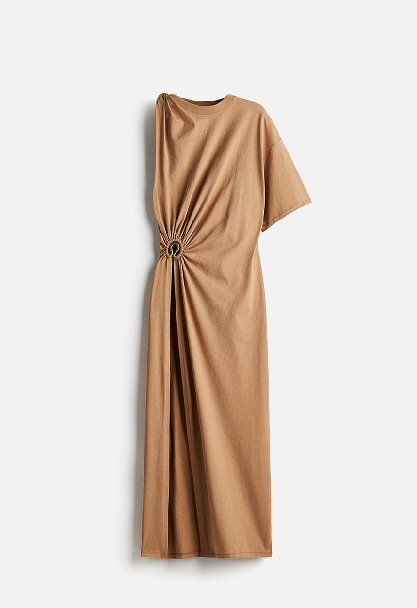 H&M - H&M Studio: Asymmetric t-shirt dress - dark beige