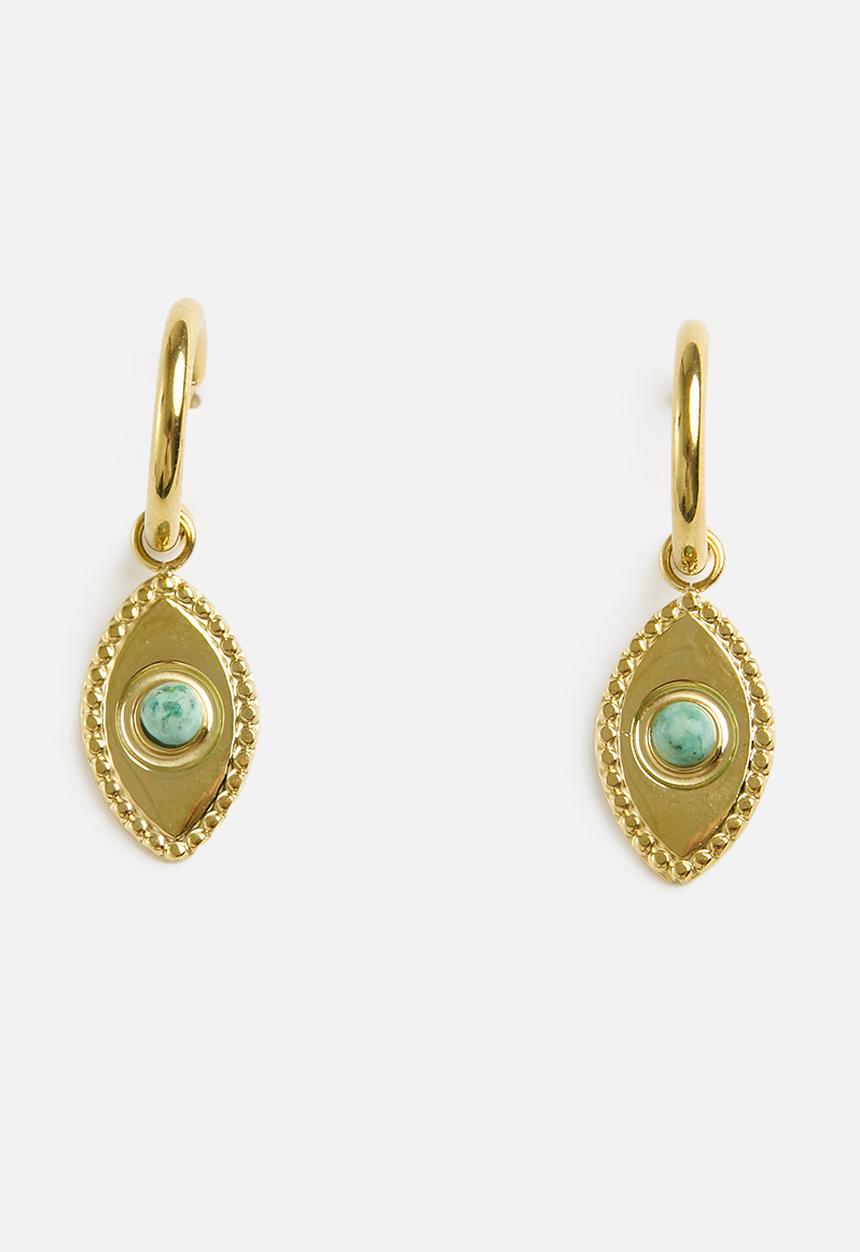 Zoe on Trend - Hoop with designer drop earrings - gold