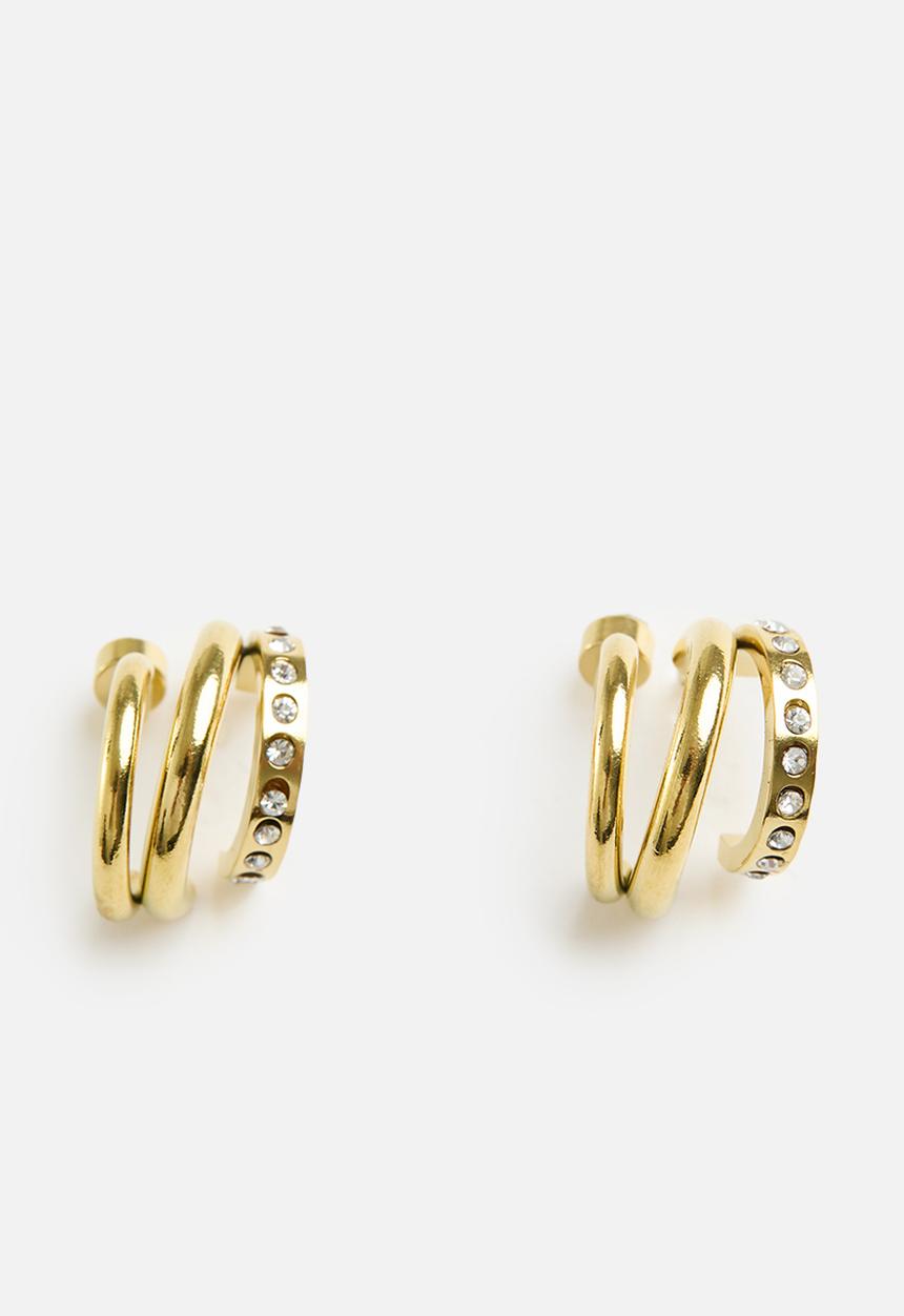 Zoe on Trend - Triple-hoop designer earrings - gold