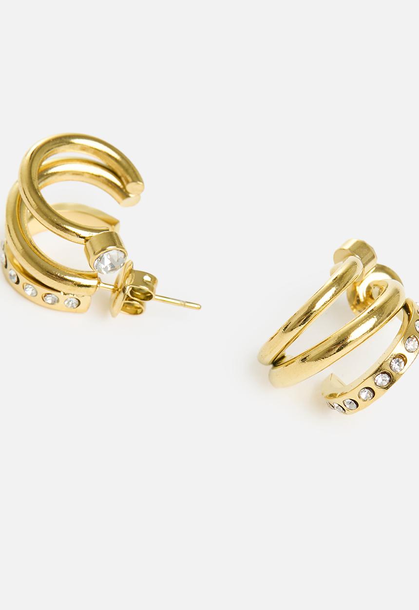 Zoe on Trend - Triple-hoop designer earrings - gold