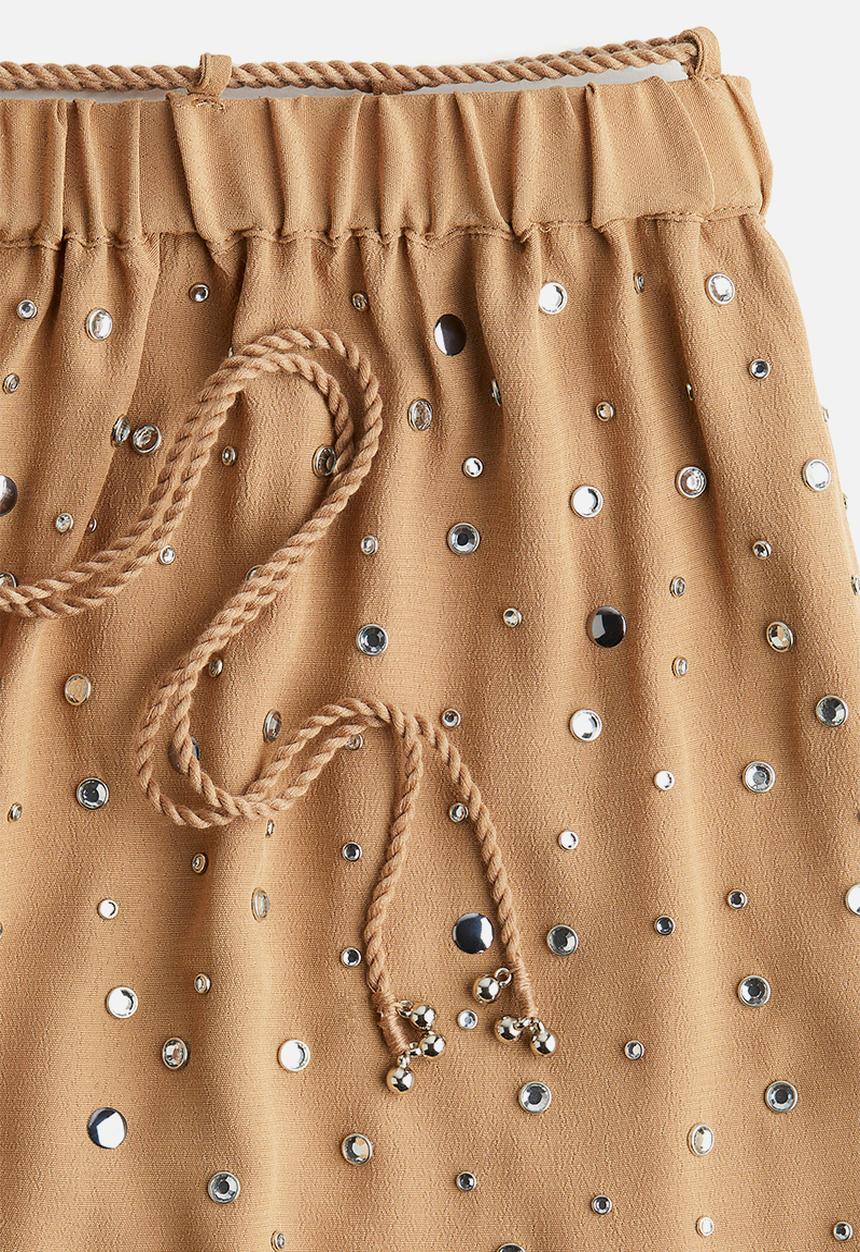 H&M - H&M Studio: Rhinestone-embellished shorts - dark beige 