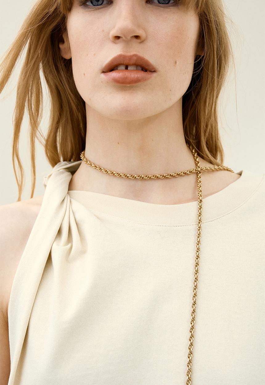 H&M - H&M Studio: Asymmetric t-shirt - light beige