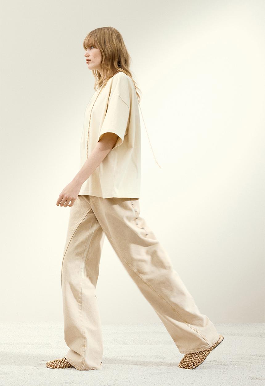 H&M - H&M Studio: Asymmetric t-shirt - light beige