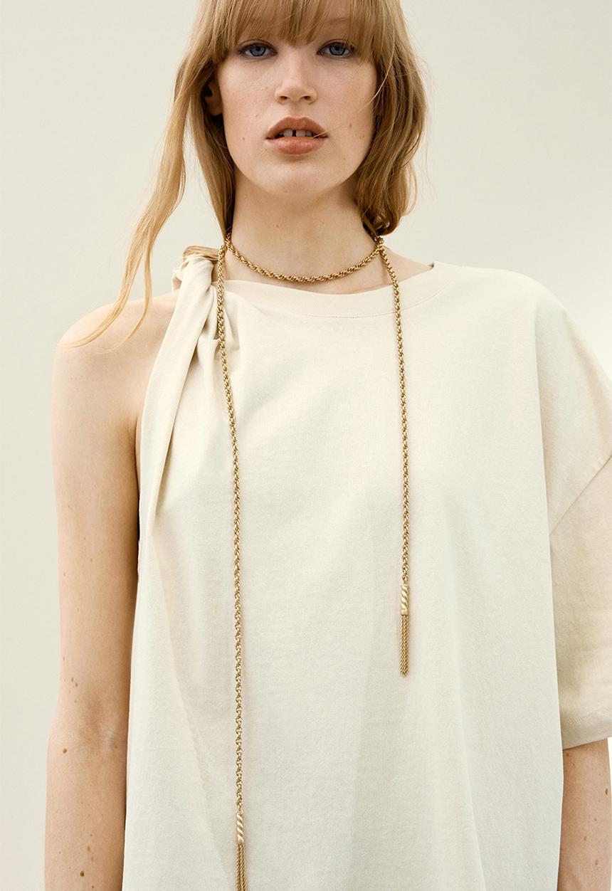 H&M - H&M Studio: Asymmetric t-shirt - light beige