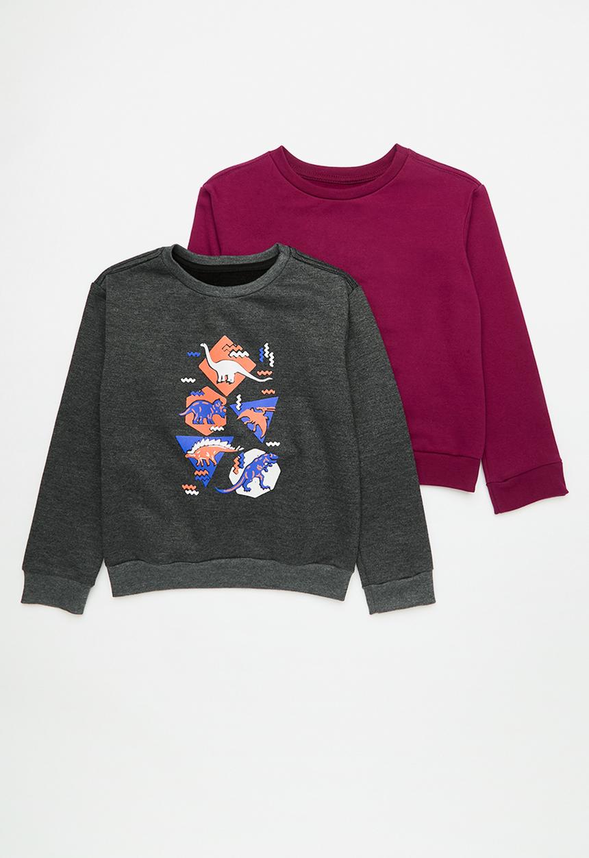 Pop Candy - 2 Pack sweatshirt - maroon & charcoal mélange