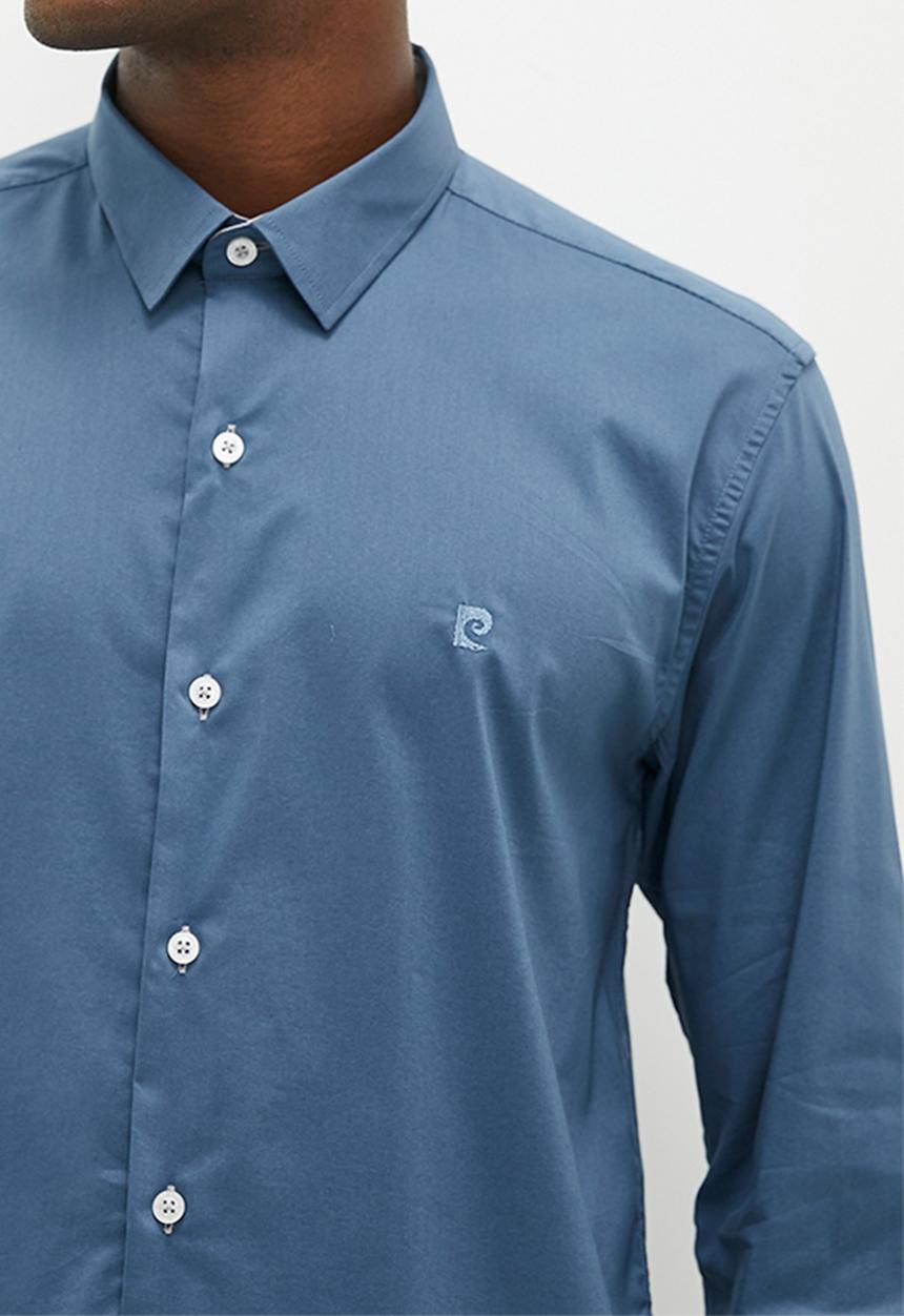 Pierre Cardin - Plain stretch formal shirt - airforce