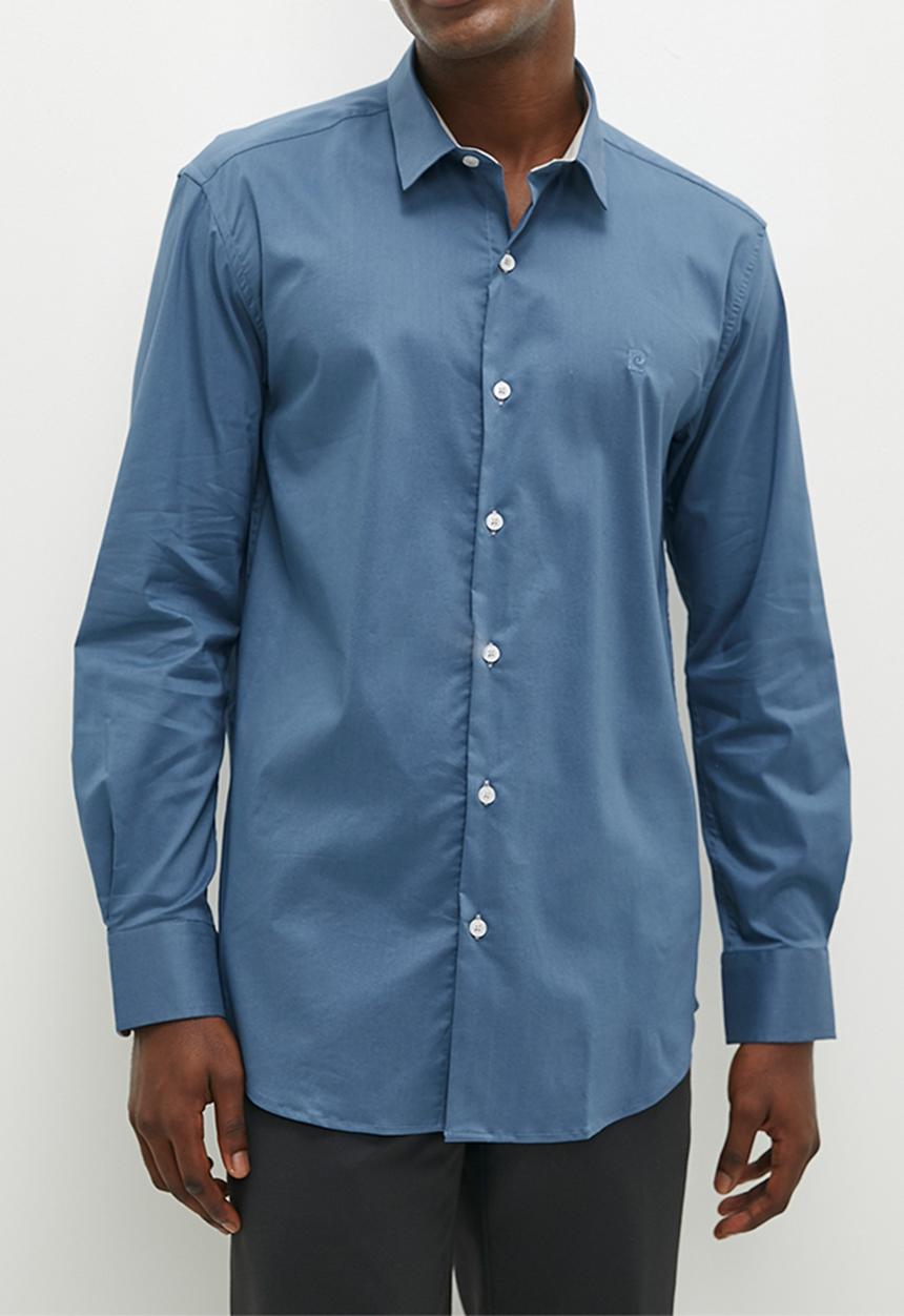 Pierre Cardin - Plain stretch formal shirt - airforce