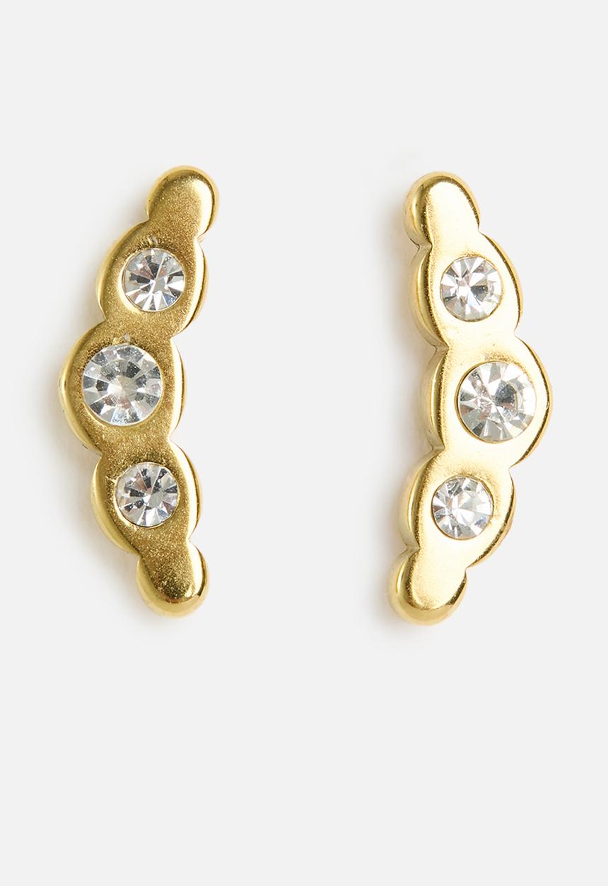 Zoe on Trend - Stone-set ear hugging earrings - gold