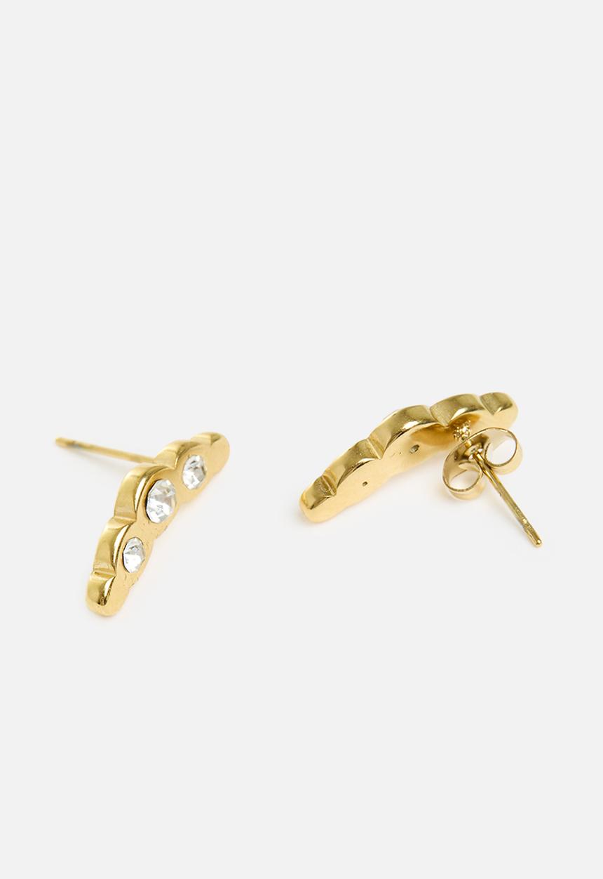 Zoe on Trend - Stone-set ear hugging earrings - gold