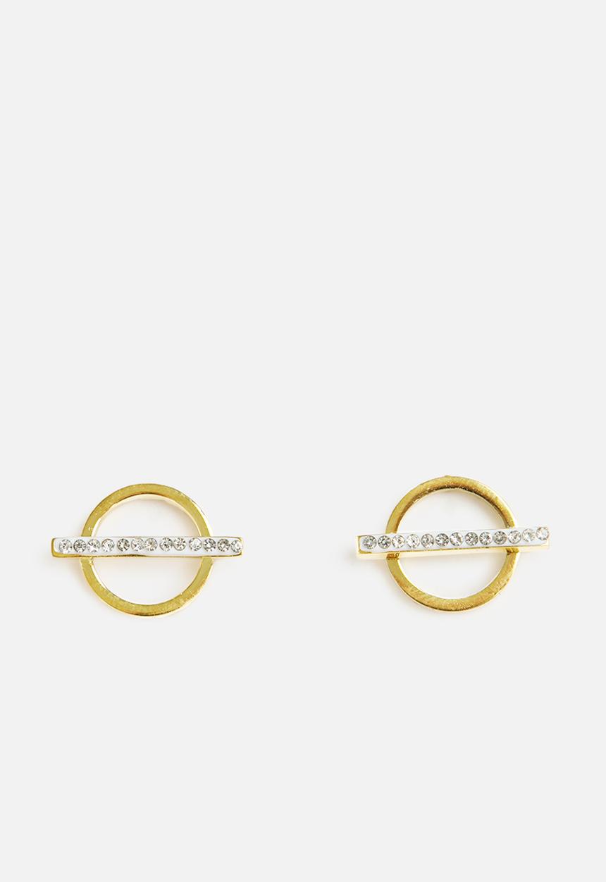 Zoe on Trend - Circle and bar trend earrings - gold