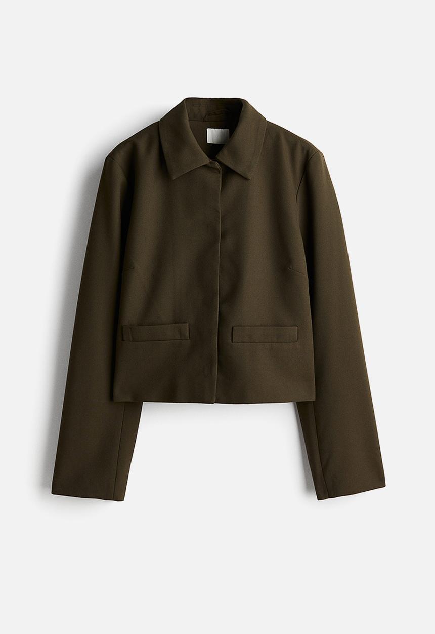 H&M - Collared jacket -  dark khaki green 