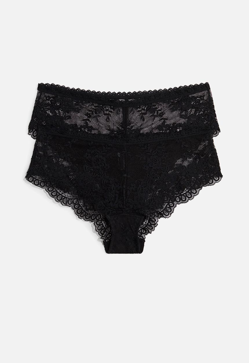H&M - 2-pack lace hipster briefs - black