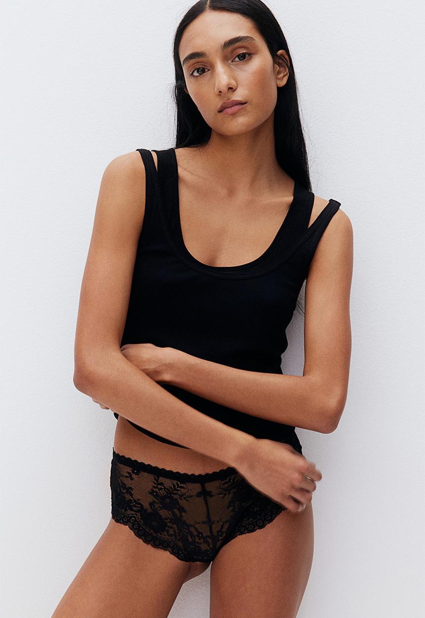 H&M - 2-pack lace hipster briefs - black