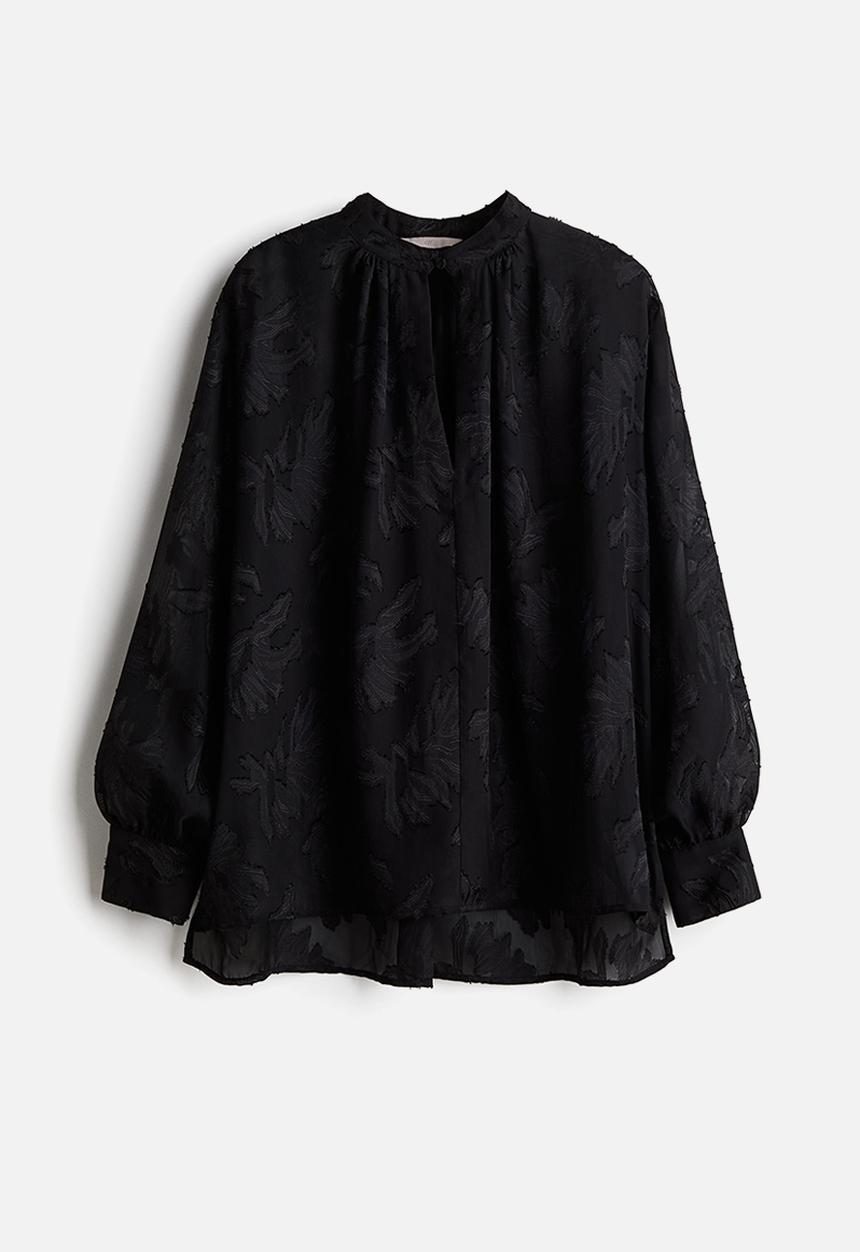 H&M - Jacquard-weave blouse - black