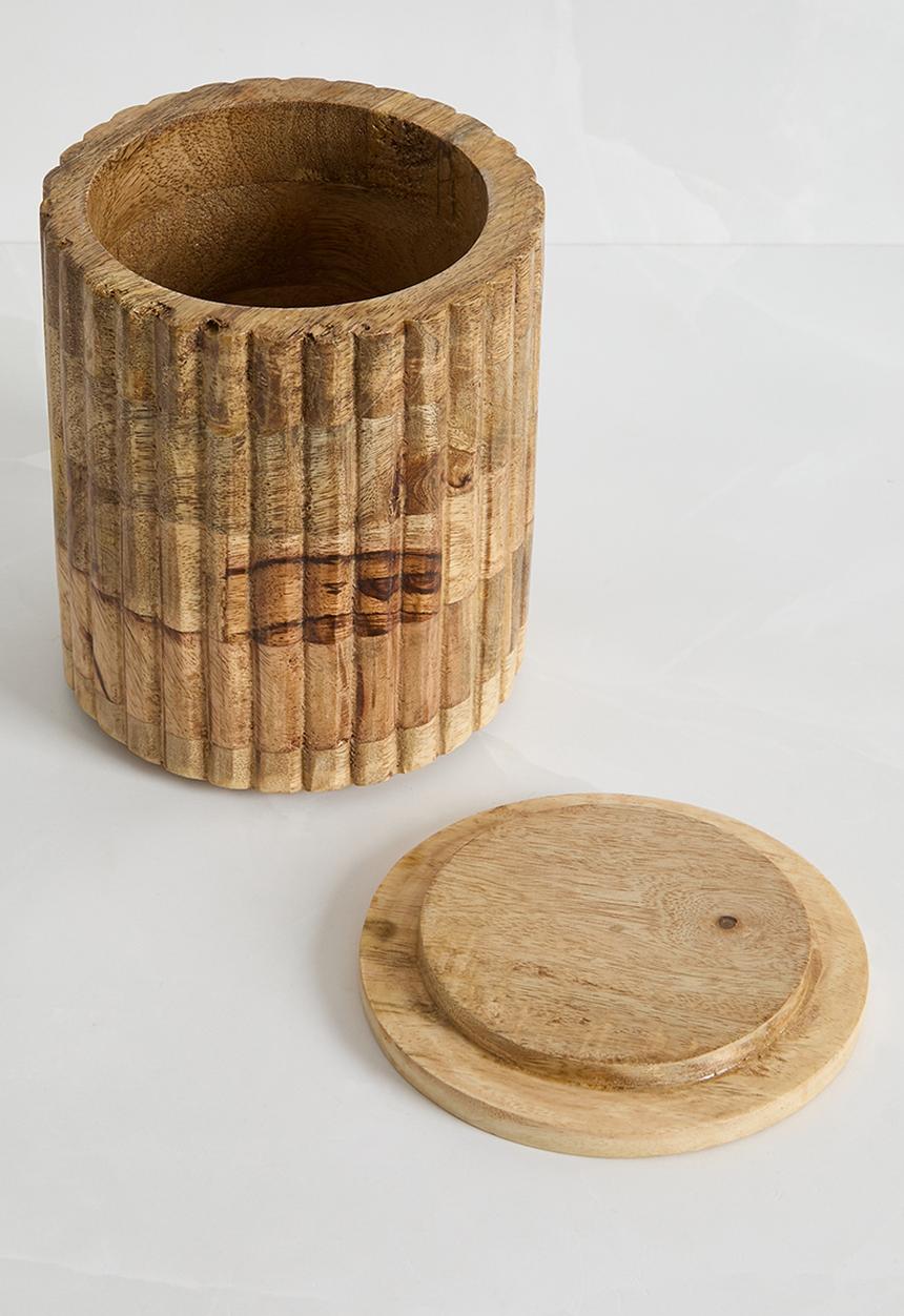 Sixth Floor - Ribbed wooden canister - Natural