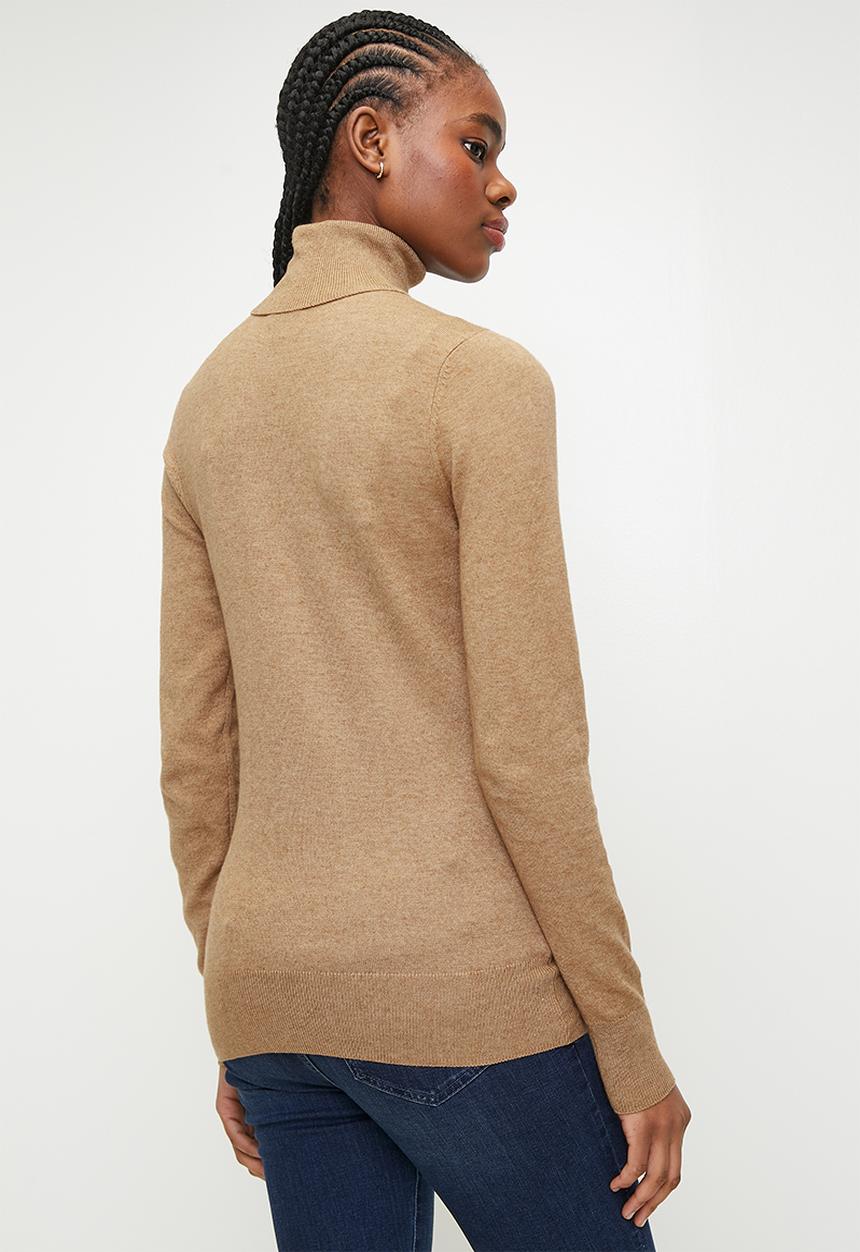 POLO - WMN VIVIAN KNITTED POLO NECK - CAMEL