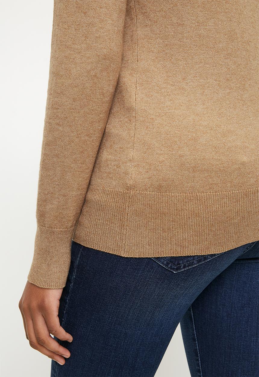 POLO - WMN VIVIAN KNITTED POLO NECK - CAMEL