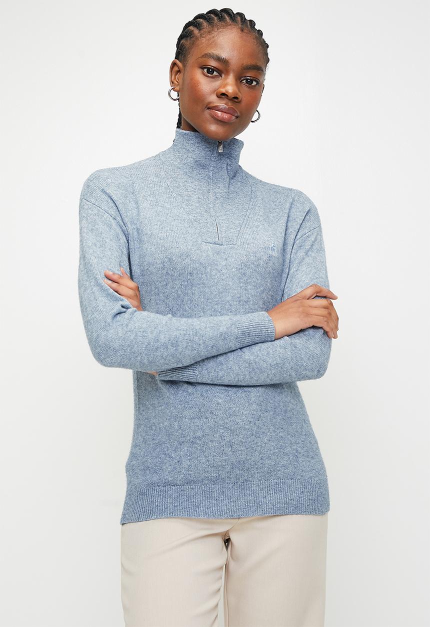 POLO - WMN BROOKE LS QUARTER ZIP JERSEY - LIGHT BLUE