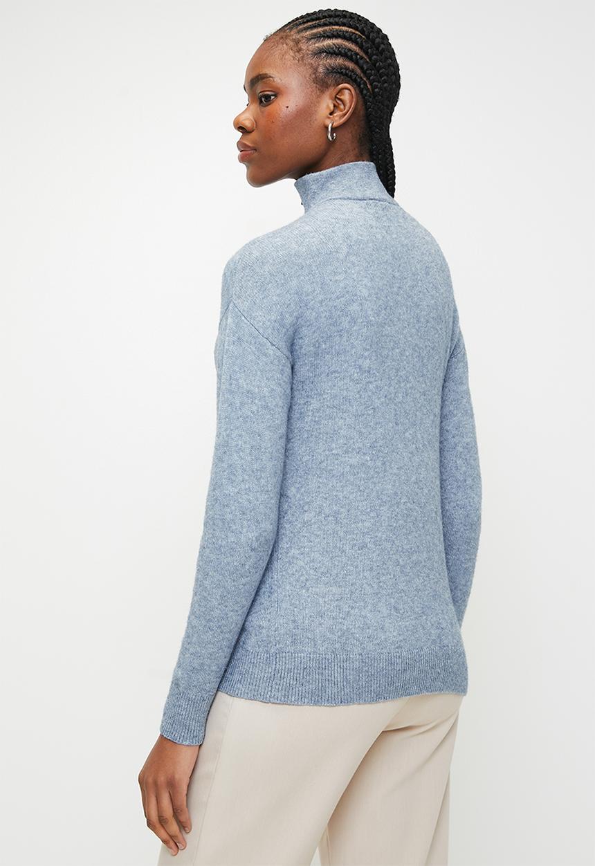 POLO - WMN BROOKE LS QUARTER ZIP JERSEY - LIGHT BLUE