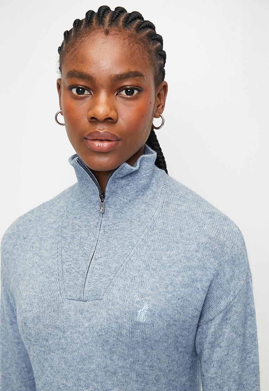 POLO - WMN BROOKE LS QUARTER ZIP JERSEY - LIGHT BLUE
