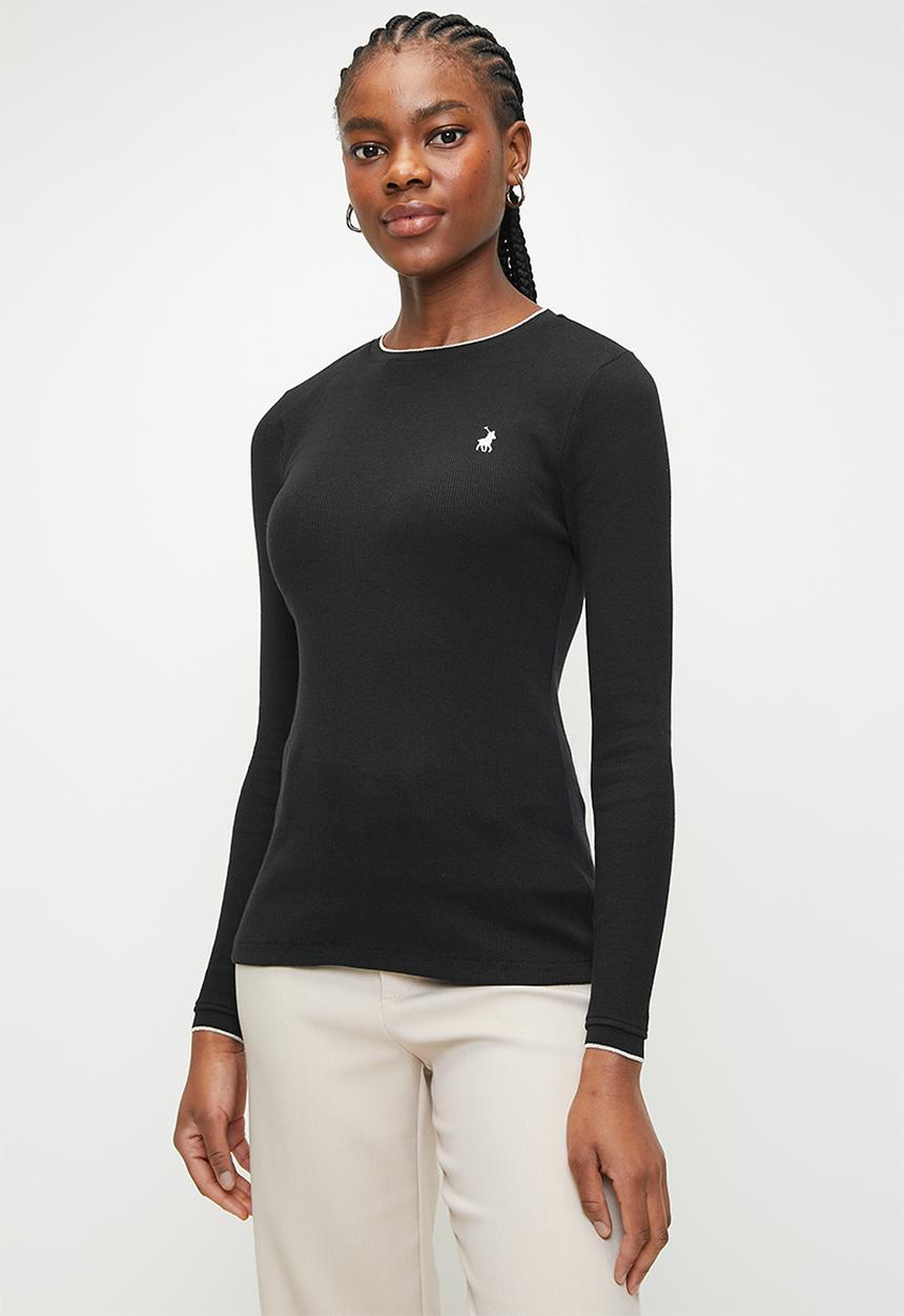 POLO - WMN AURORA LS RIB T-SHIRT - BLACK