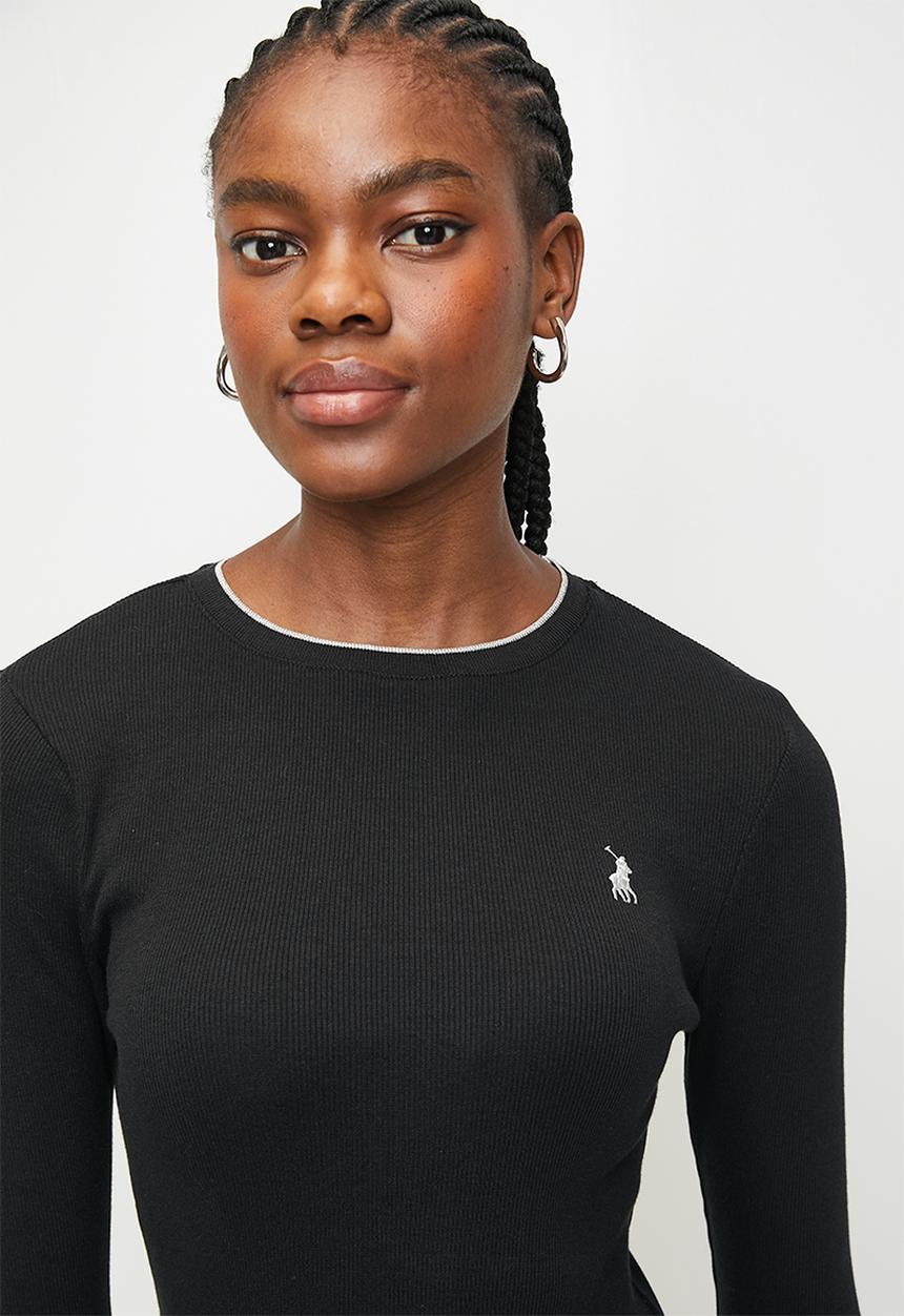 POLO - WMN AURORA LS RIB T-SHIRT - BLACK