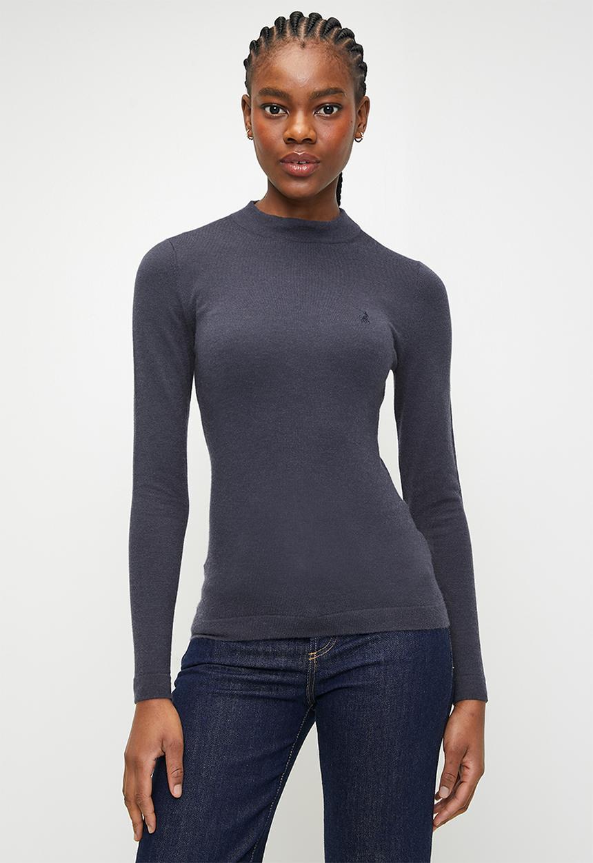 POLO - WMN RACHEL MOCK NECK KNIT - NAVY