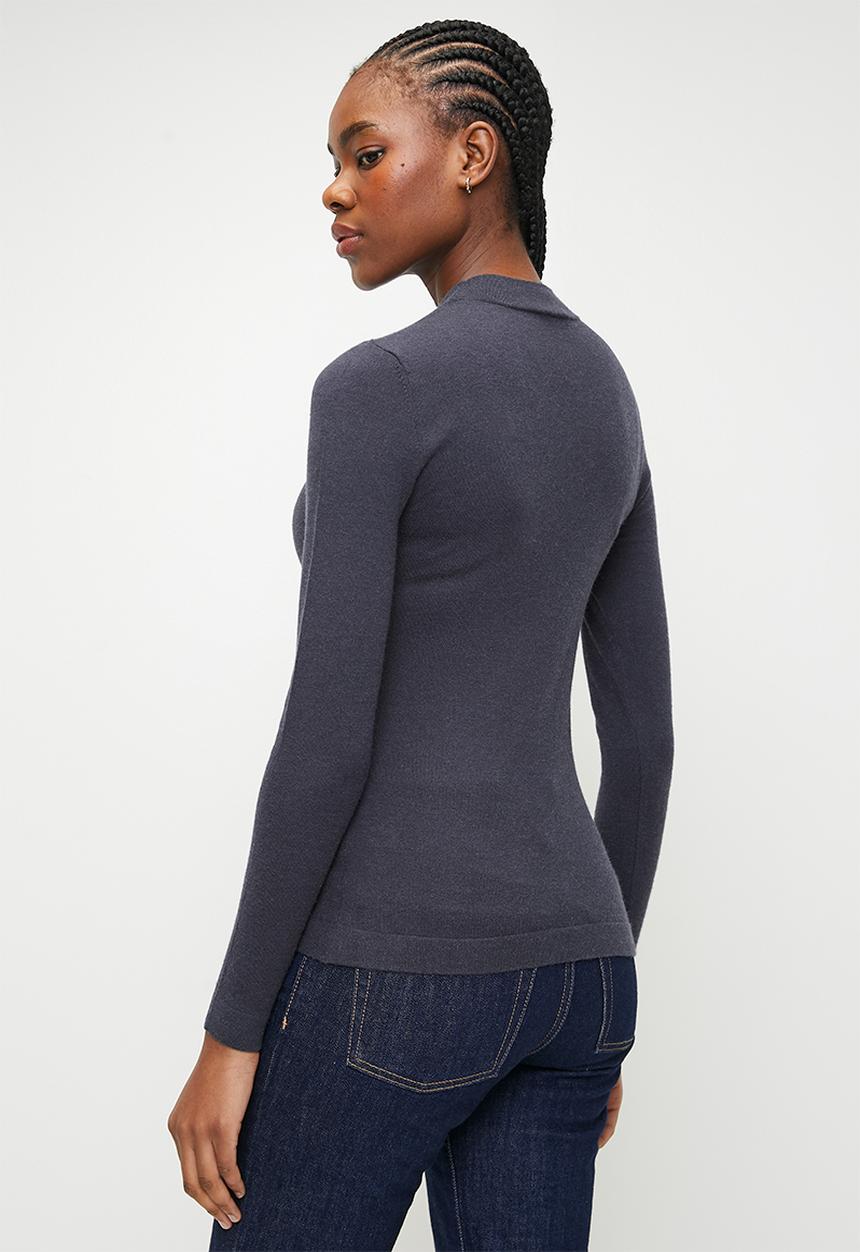 POLO - WMN RACHEL MOCK NECK KNIT - NAVY