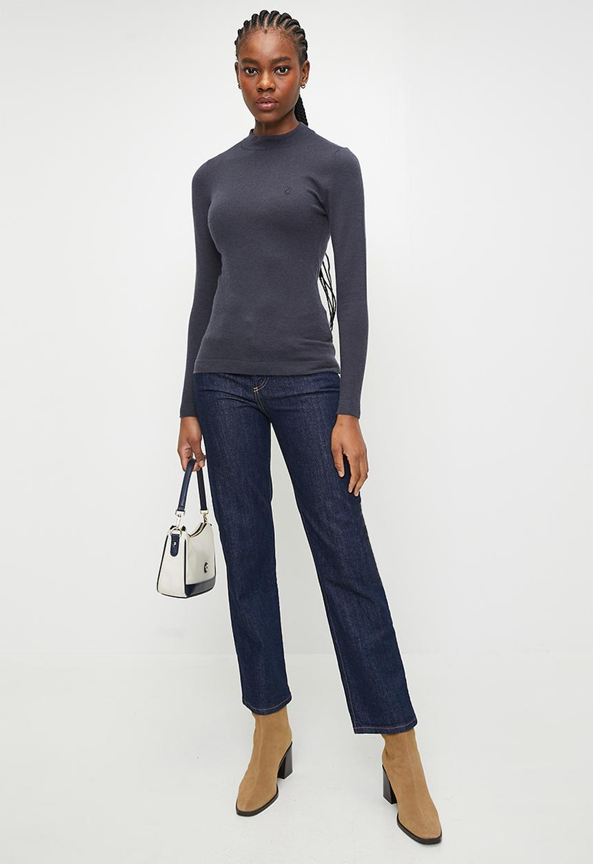 POLO - WMN RACHEL MOCK NECK KNIT - NAVY