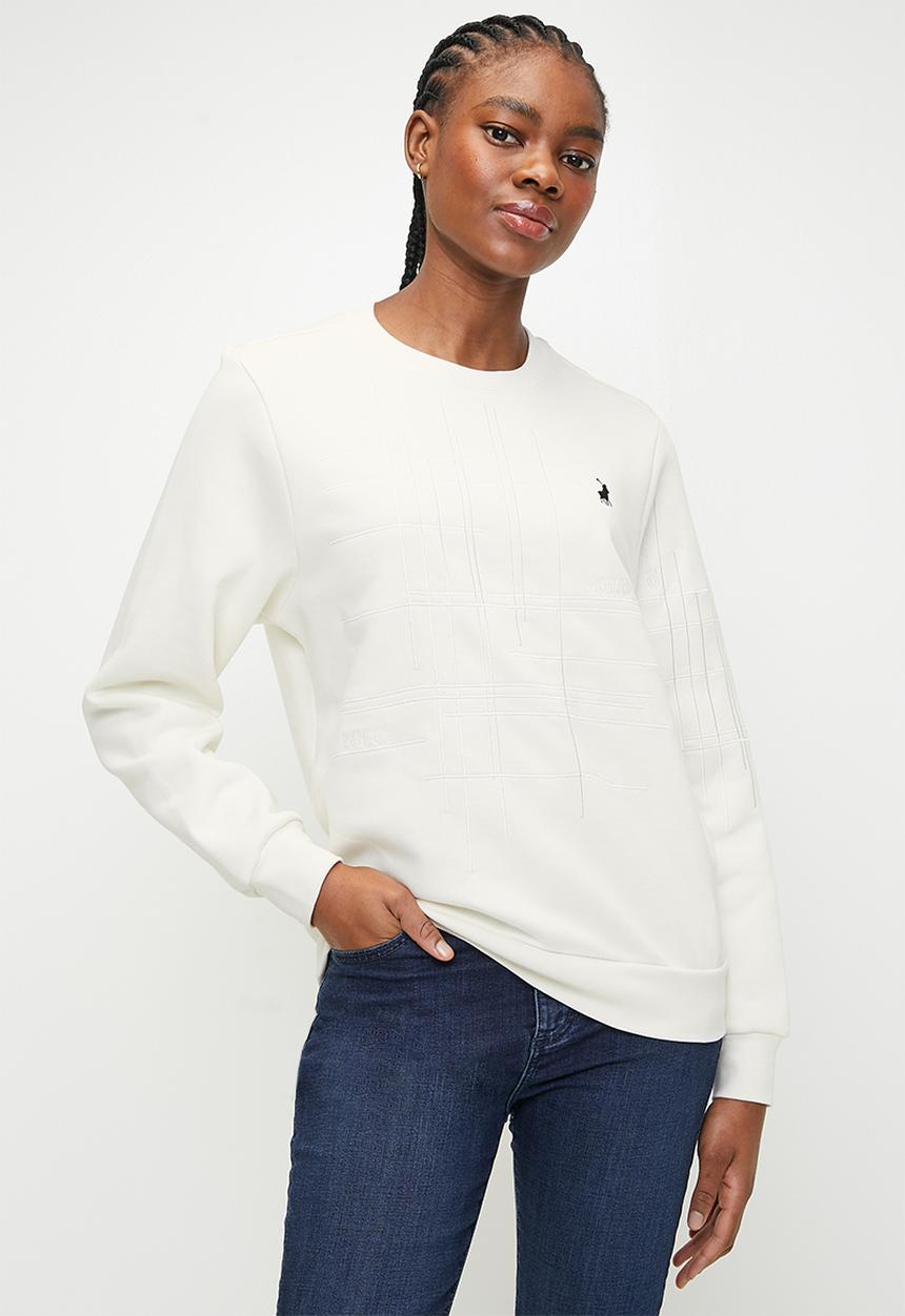 POLO - WMN LEE LS TEXTURED SWEAT TOP - OFF WHITE