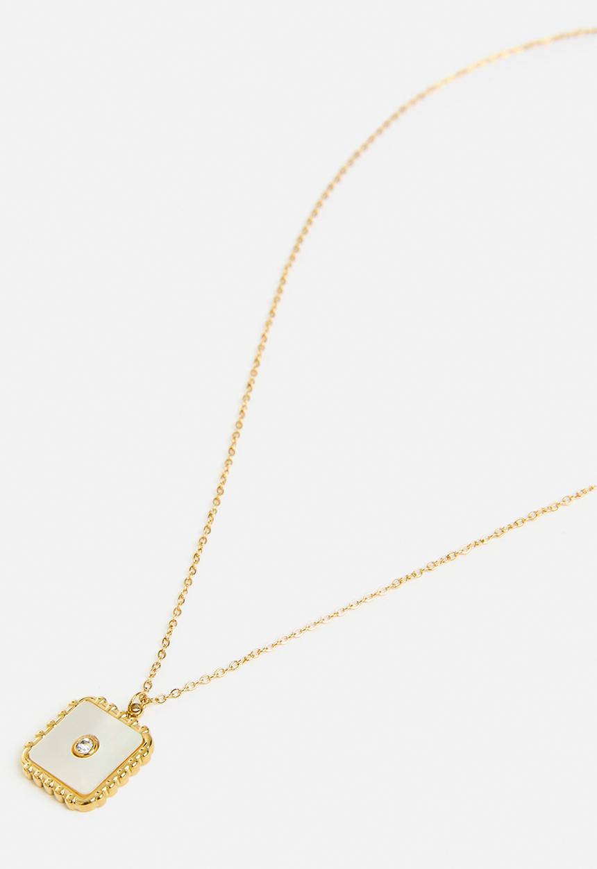 Zoe on Trend - Stylish mop pendant necklace-gold