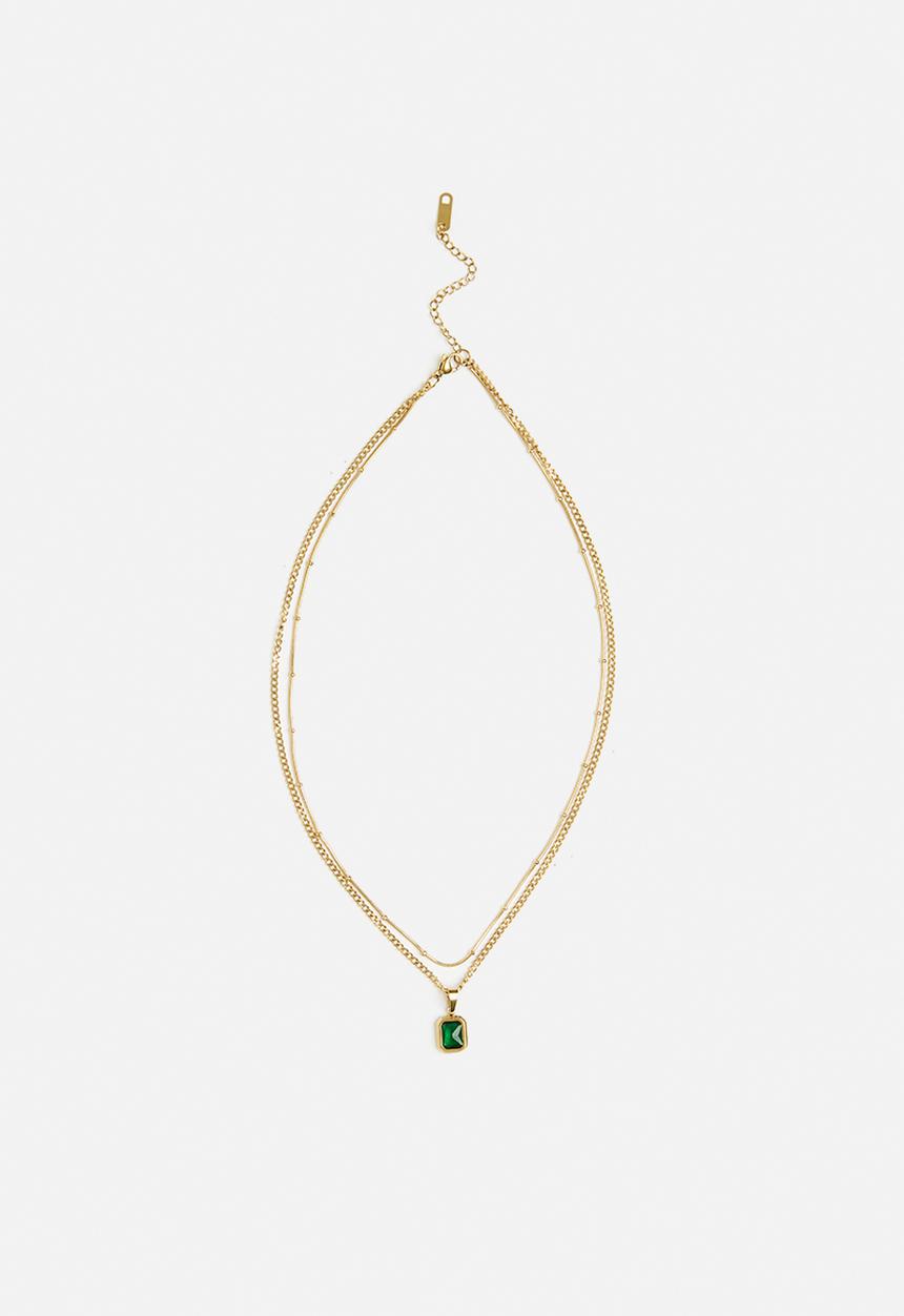 Zoe on Trend - Trendy double-strand pendant necklace - gold