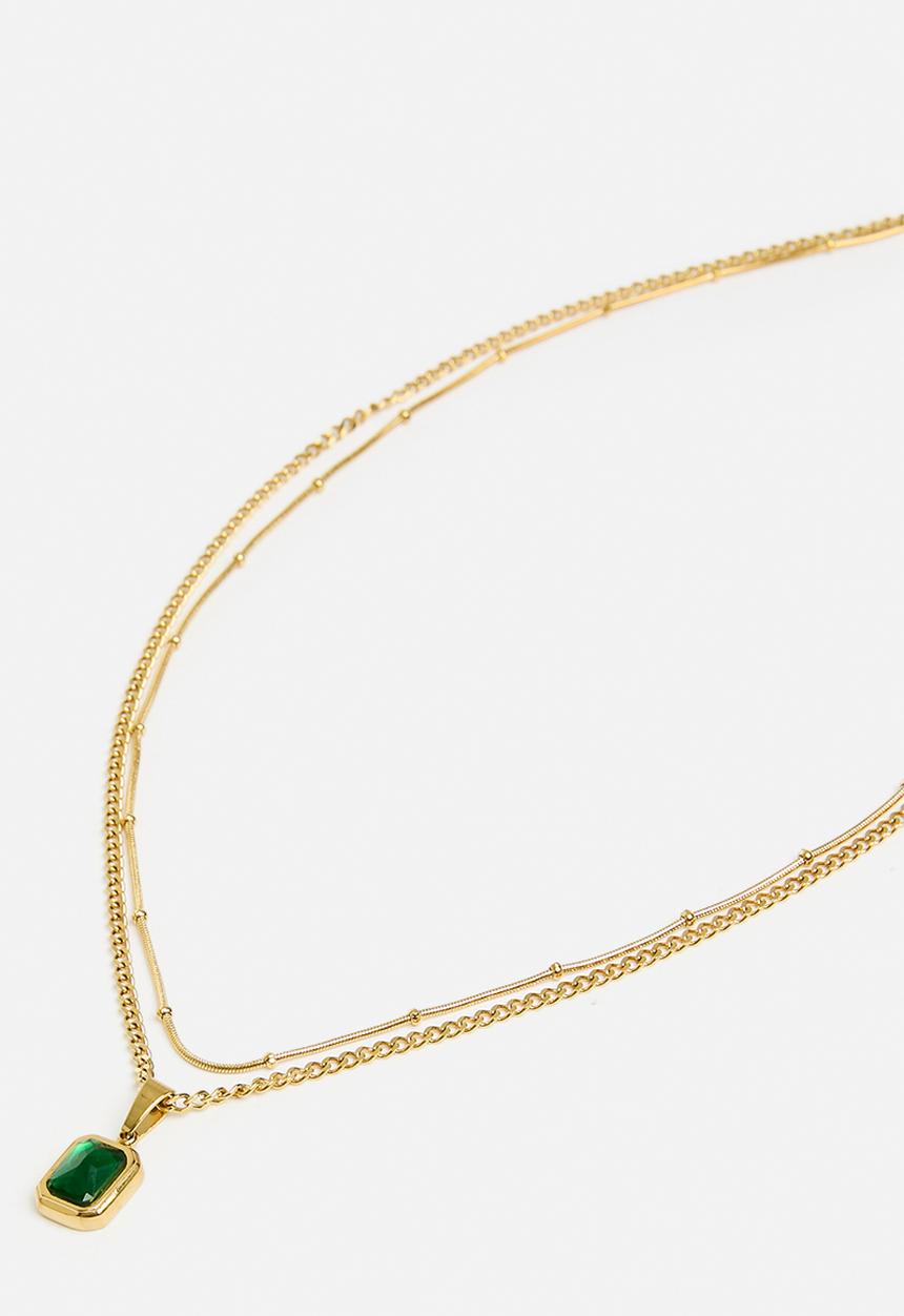 Zoe on Trend - Trendy double-strand pendant necklace - gold
