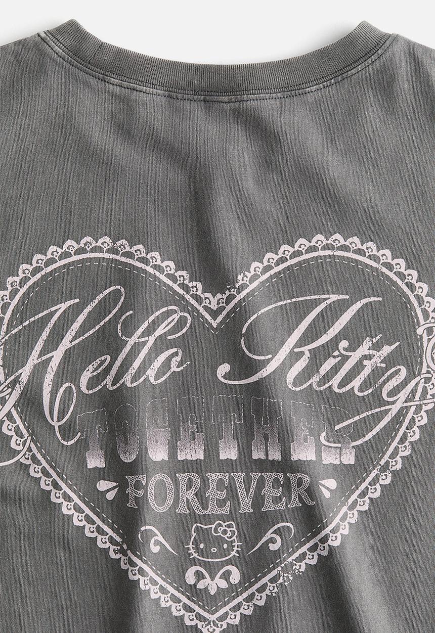 H&M - Oversized printed t-shirt - grey hello kitty