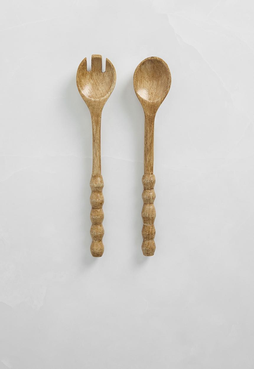 Sixth Floor - Wooden serving spoons set of 2 - Natural