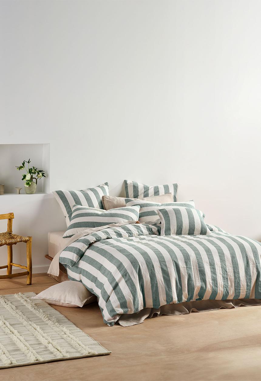 Linen House - Vintage Stripe Duvet Cover Set - Denim