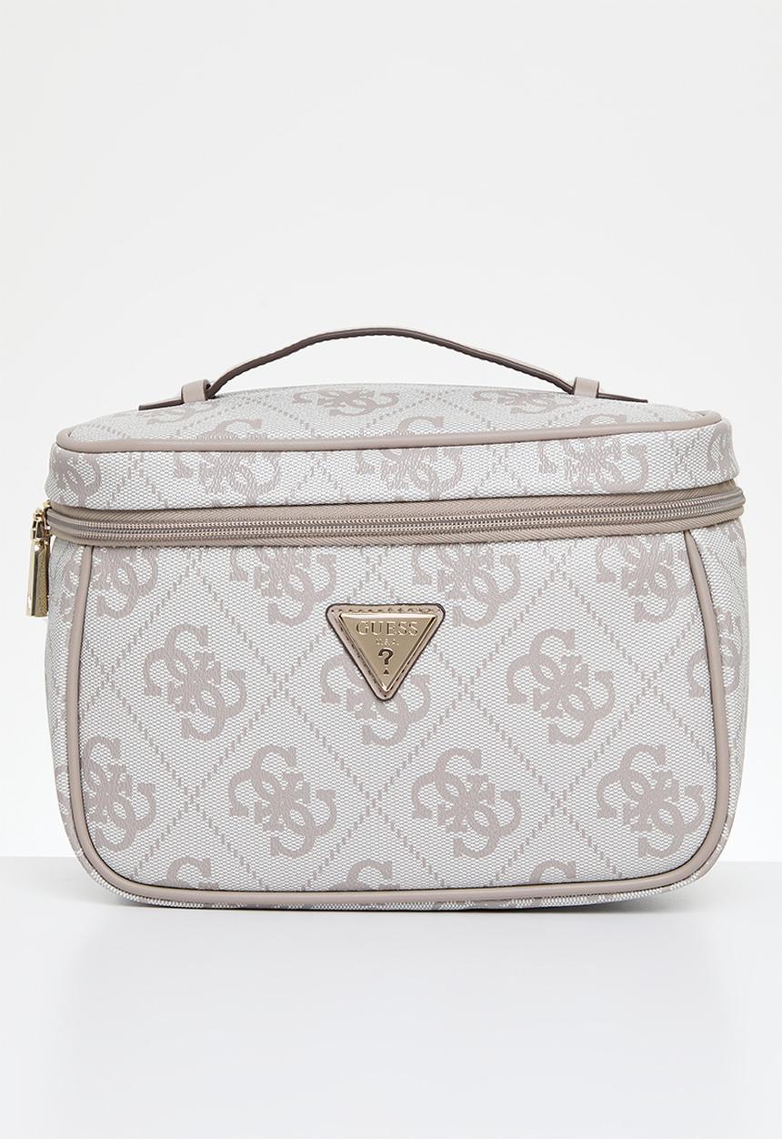 GUESS - Berta toiletry train case - dark taupe logo