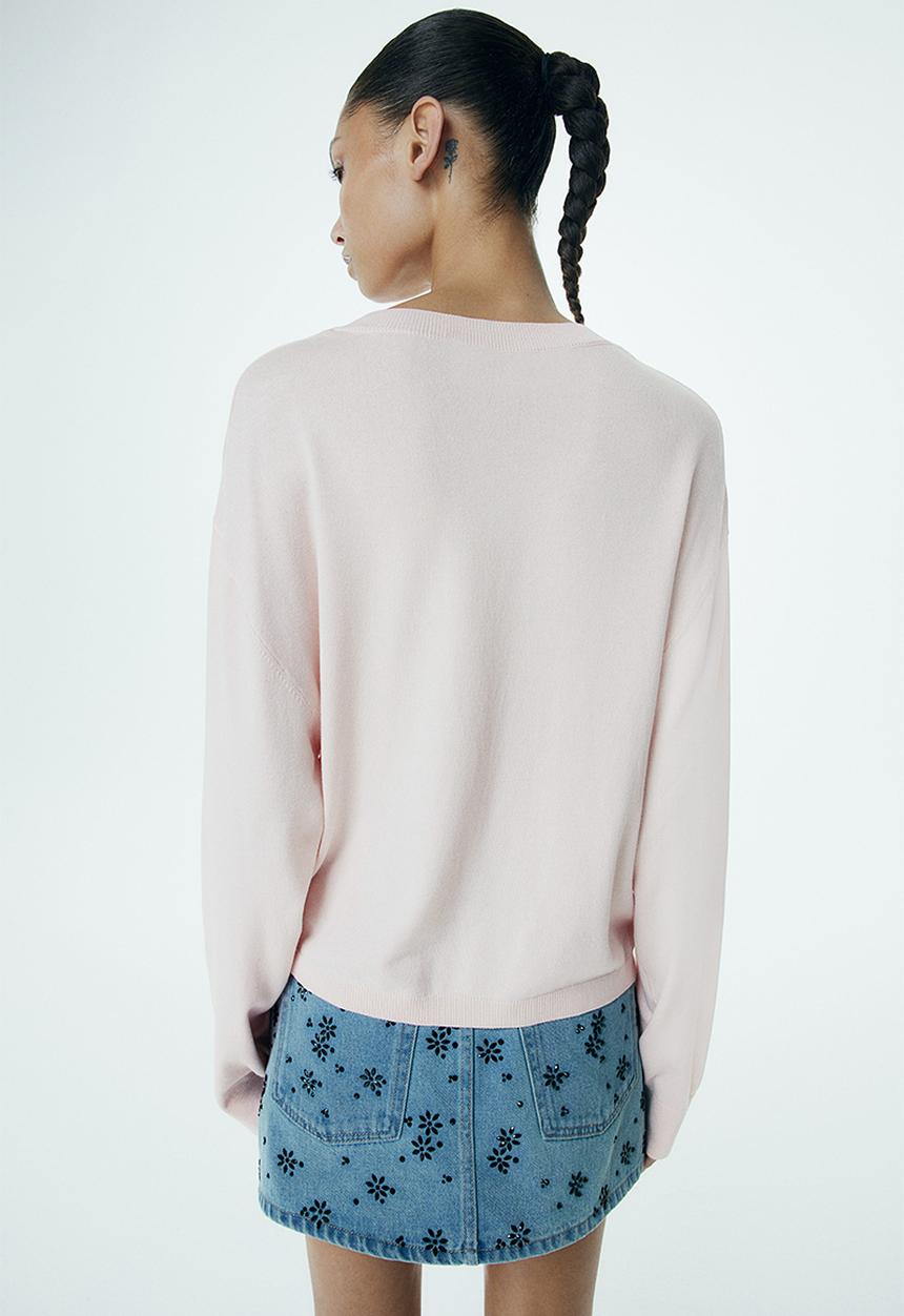 H&M - Fine-knit v-neck jumper - light pink
