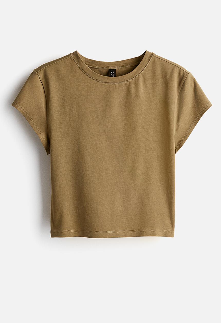 H&M - Cropped cotton top - dark beige