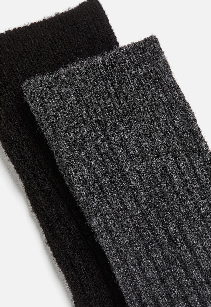 H&M - 2-pack wool-blend socks - dark grey marl/black