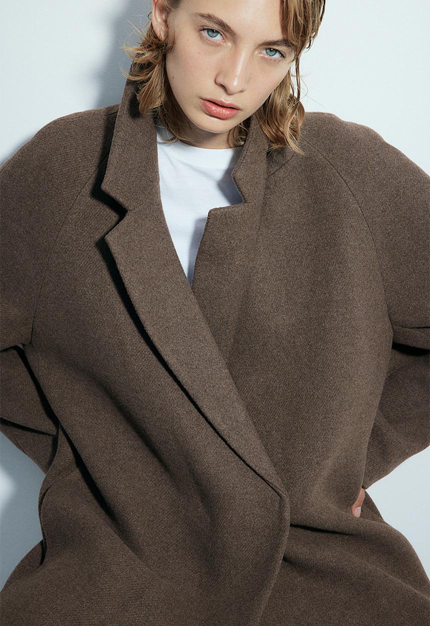 H&M - Double-breasted coat - dark brown