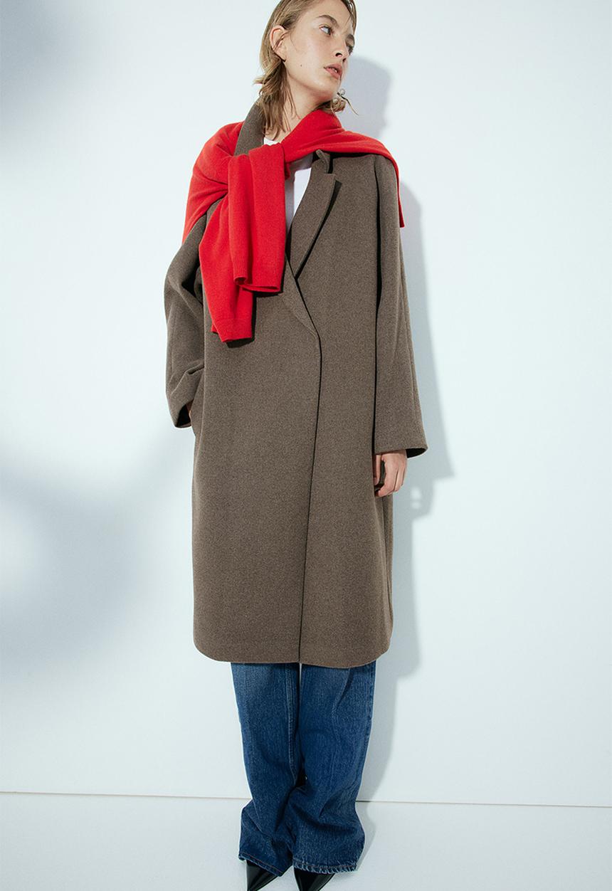H&M - Double-breasted coat - dark brown