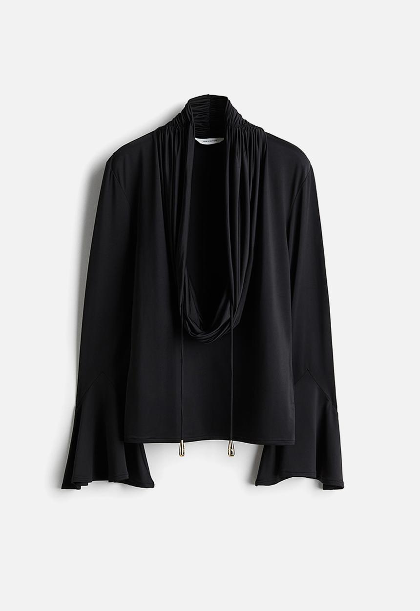 H&M - Cowl-neck jersey top - black