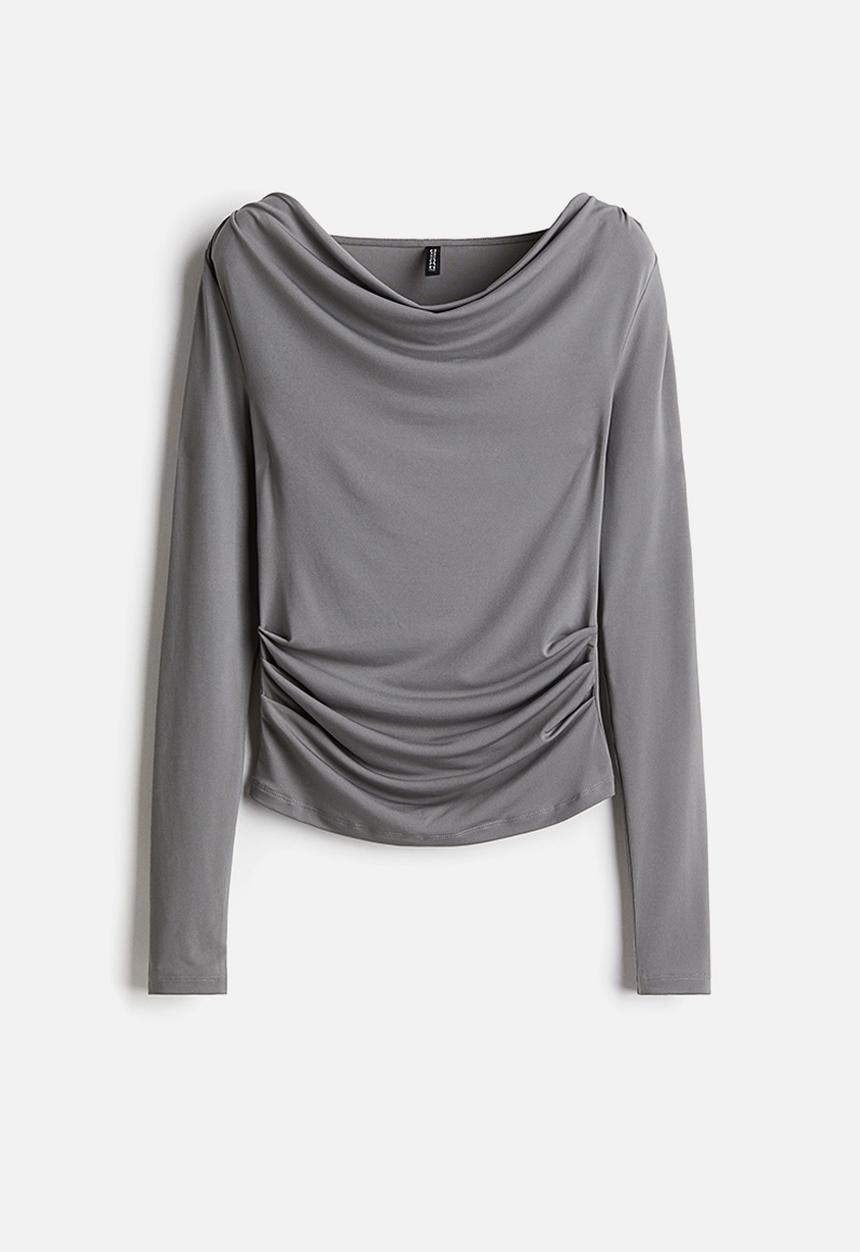 H&M - Draped jersey top - grey