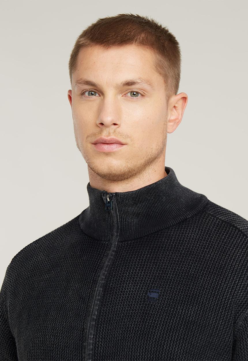 G-STAR - Serrated full zip knit - blue